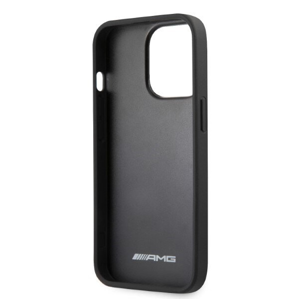 AMG AMHCP13LOSDBK iPhone 13 Pro / 13 6,1" svart/svart hardcase i lær med buede linjer