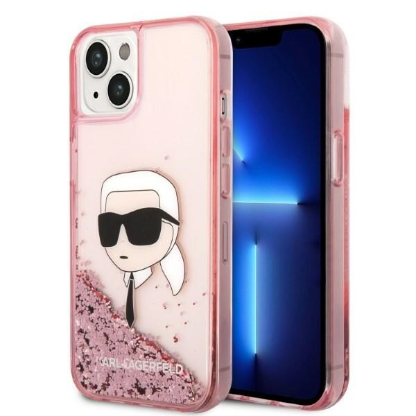 Karl Lagerfeld Glitter Karl's Head-etui til iPhone 14 Plus - rosa