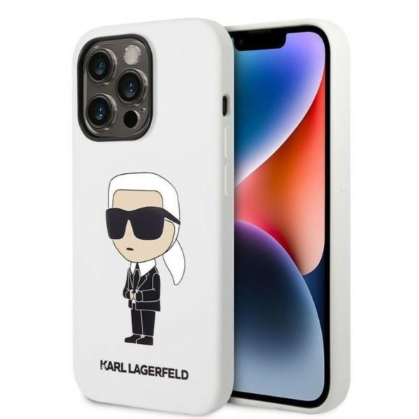 Karl Lagerfeld Ikonik-etui i silikon til iPhone 14 Pro Max - hvit