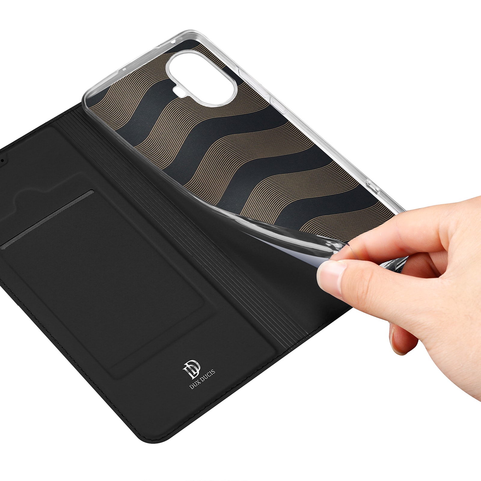 Dux Ducis Skin Pro-etui for Realme 10 Pro+ flip cover kort lommebok stativ svart