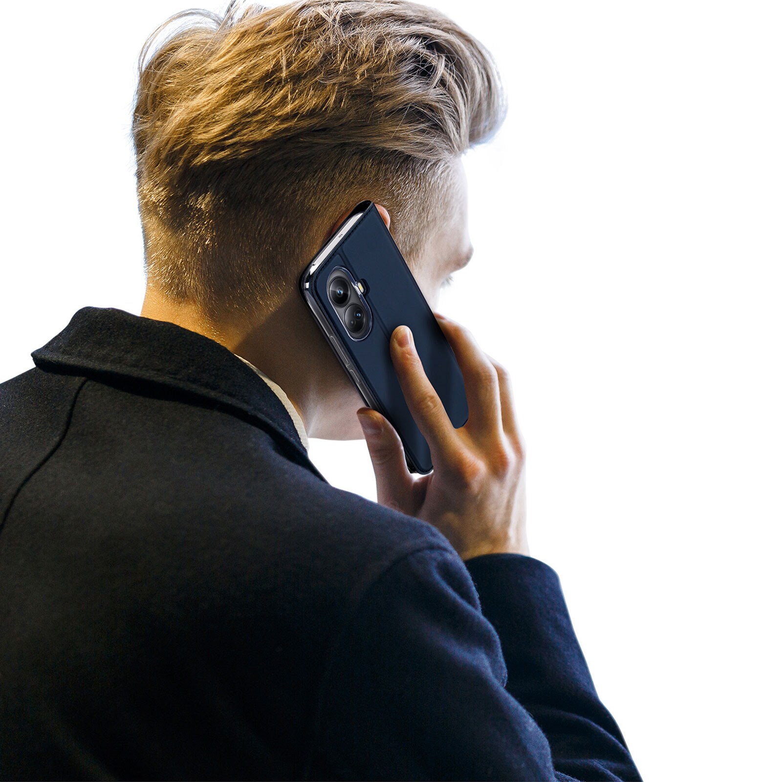 Dux Ducis Skin Pro-etui for Realme 10 Pro+ flip cover kort lommebok stativ blå