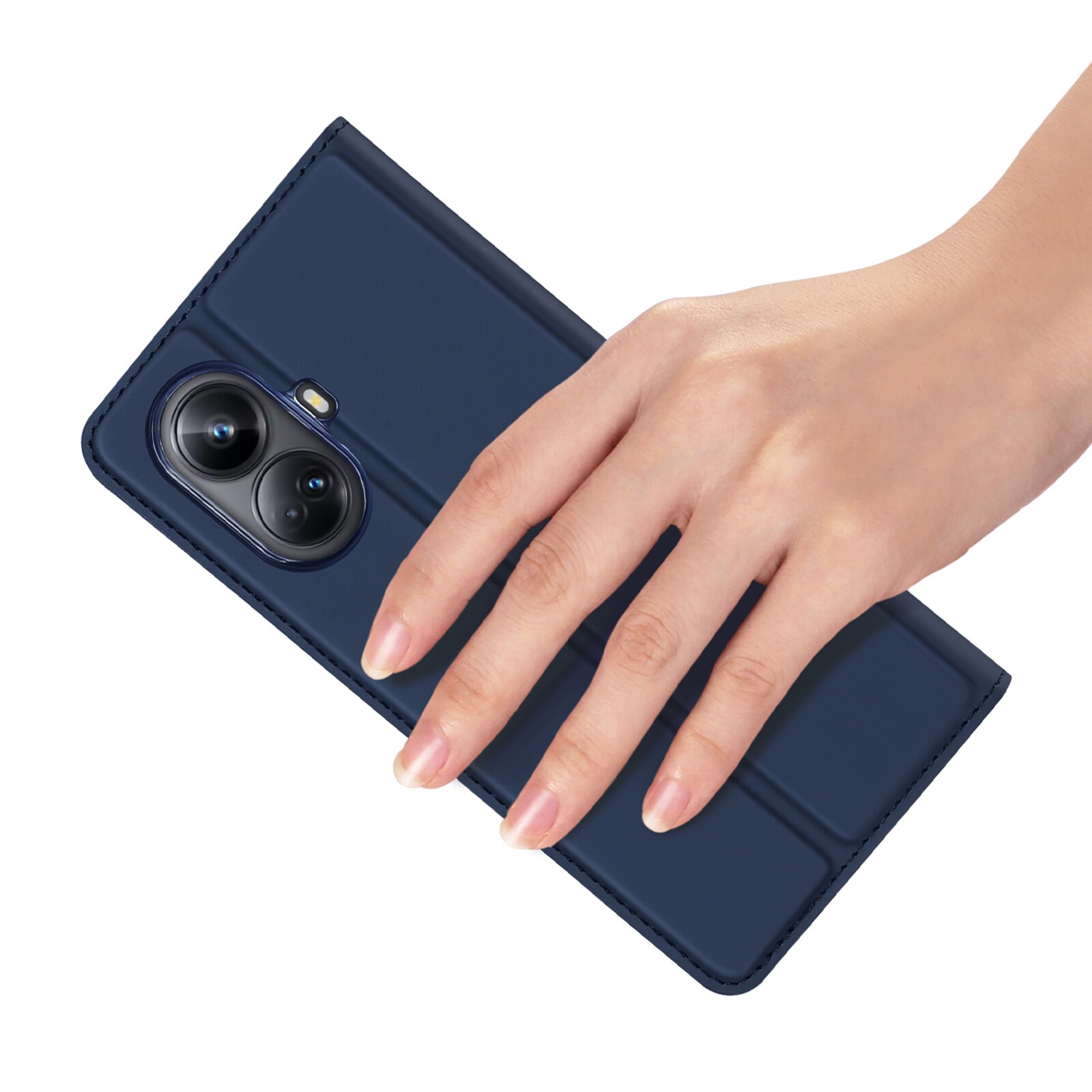 Dux Ducis Skin Pro-etui for Realme 10 Pro+ flip cover kort lommebok stativ blå