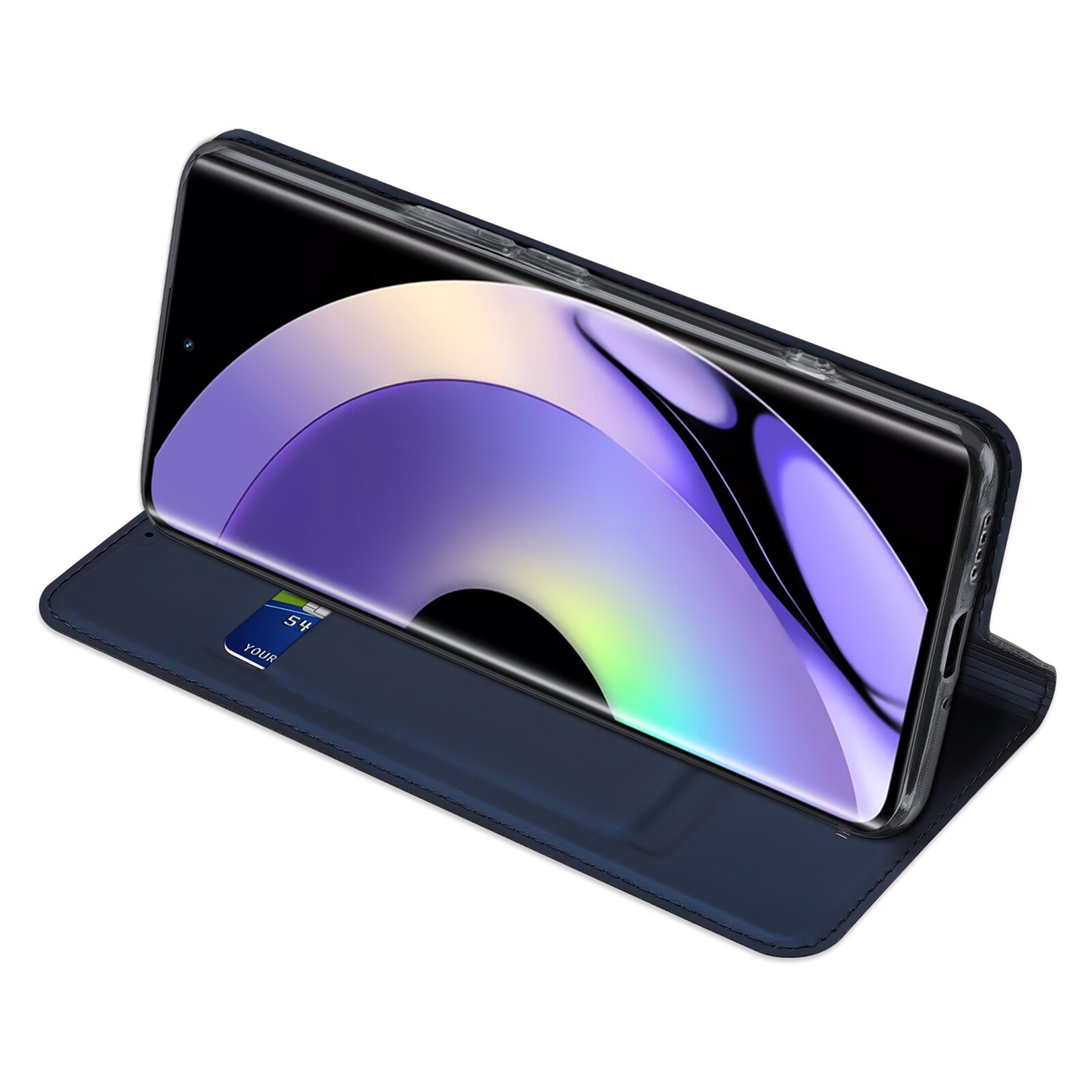 Dux Ducis Skin Pro-etui for Realme 10 Pro+ flip cover kort lommebok stativ blå