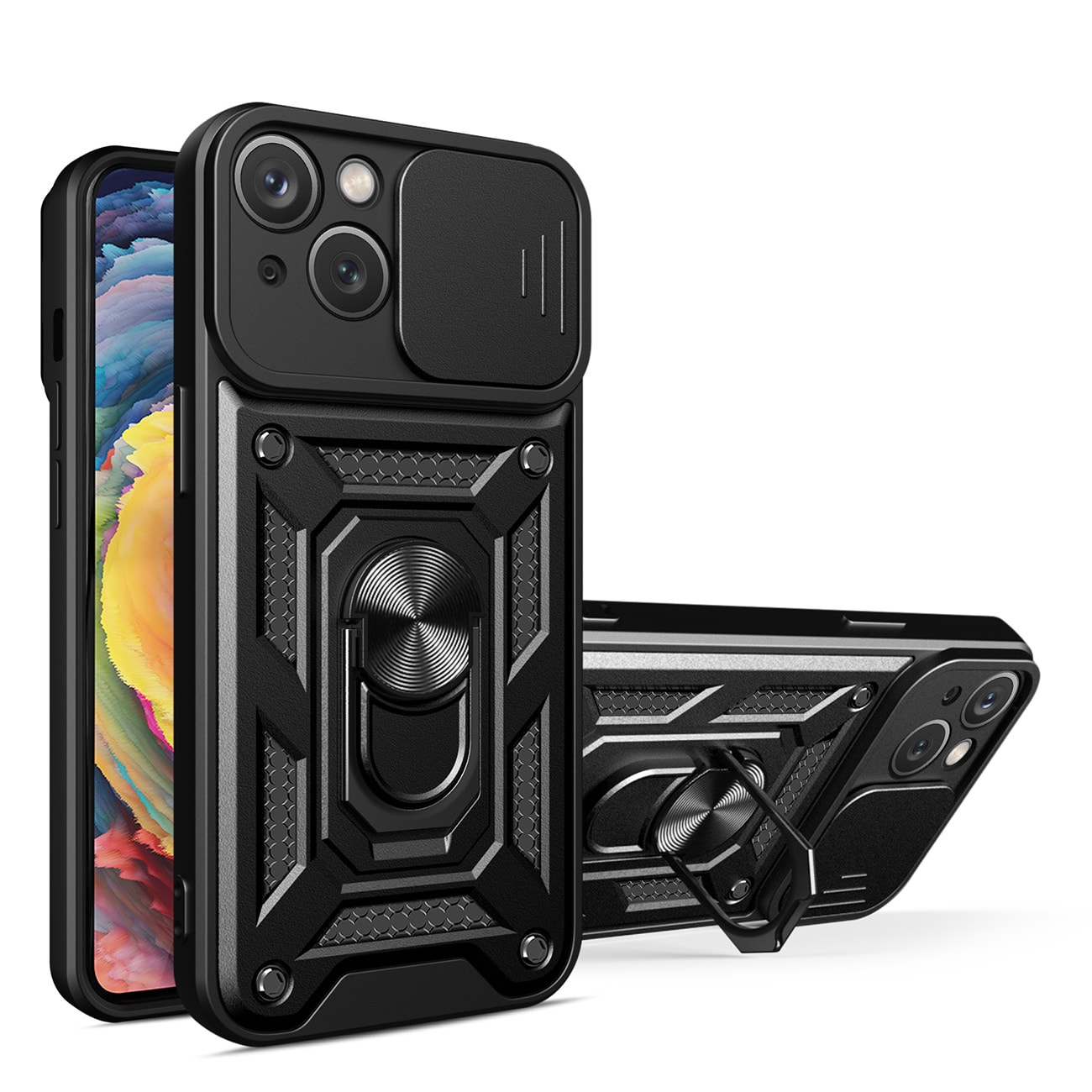 Hybrid Armor Camshield-etui for Motorola Moto G62 5G pansret etui med kameradeksel svart