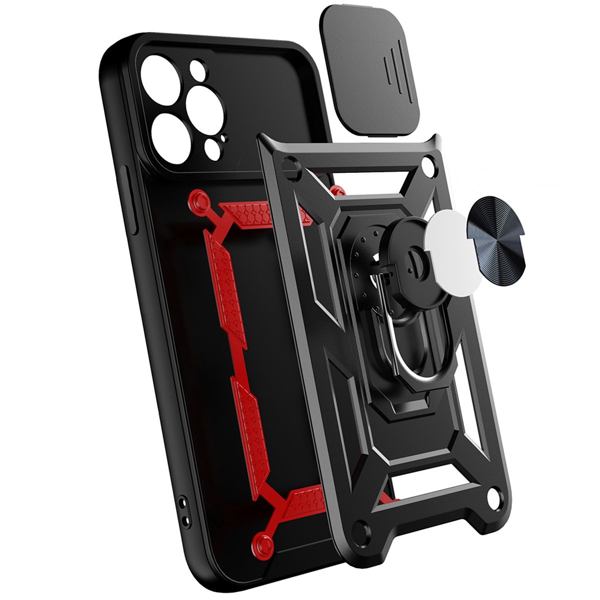 Hybrid Armor Camshield-etui for Realme 10 Pro+ pansret deksel med kameradeksel svart
