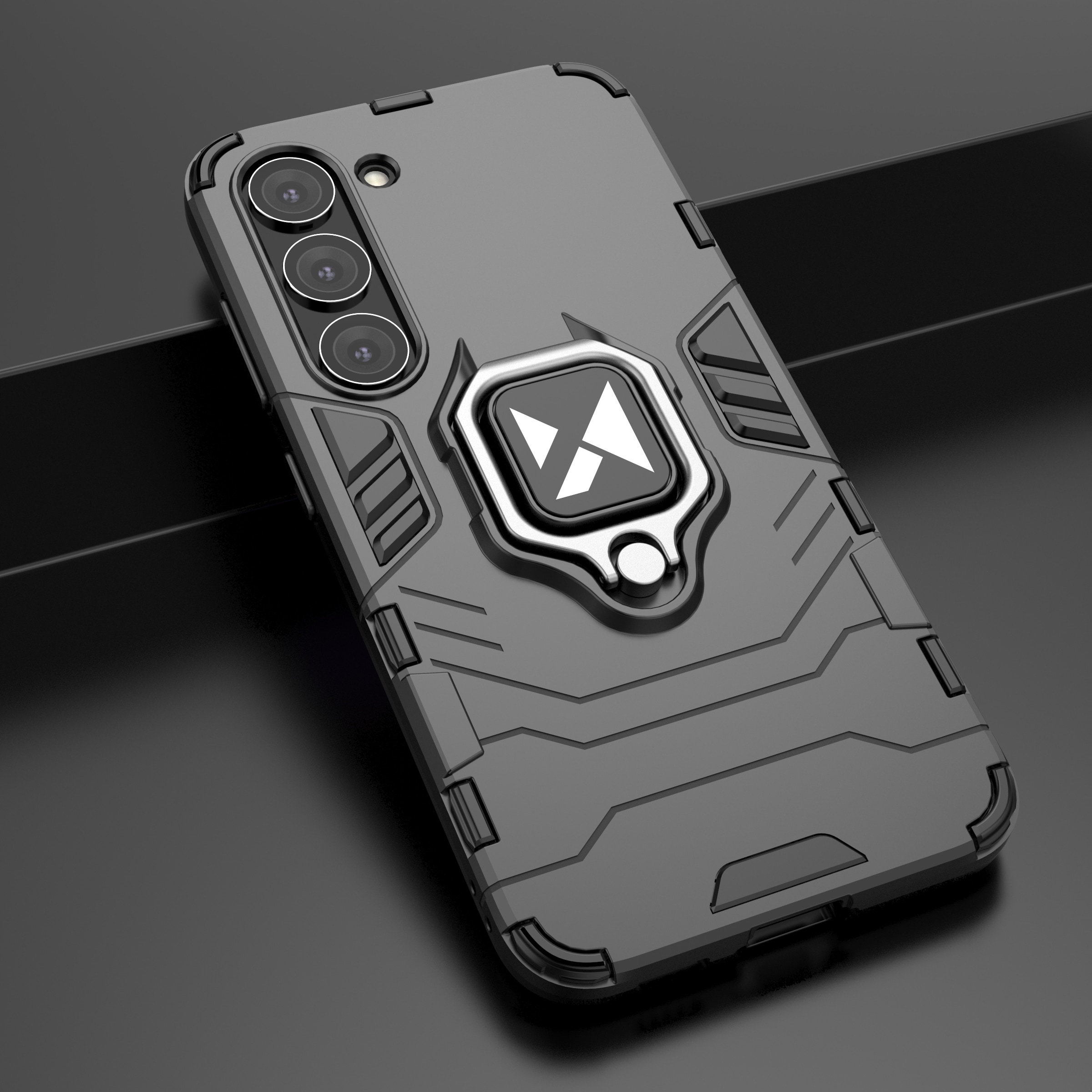 Wozinsky Ring Armor-etui for Samsung Galaxy S23 + pansredeksel magnetisk holderring svart