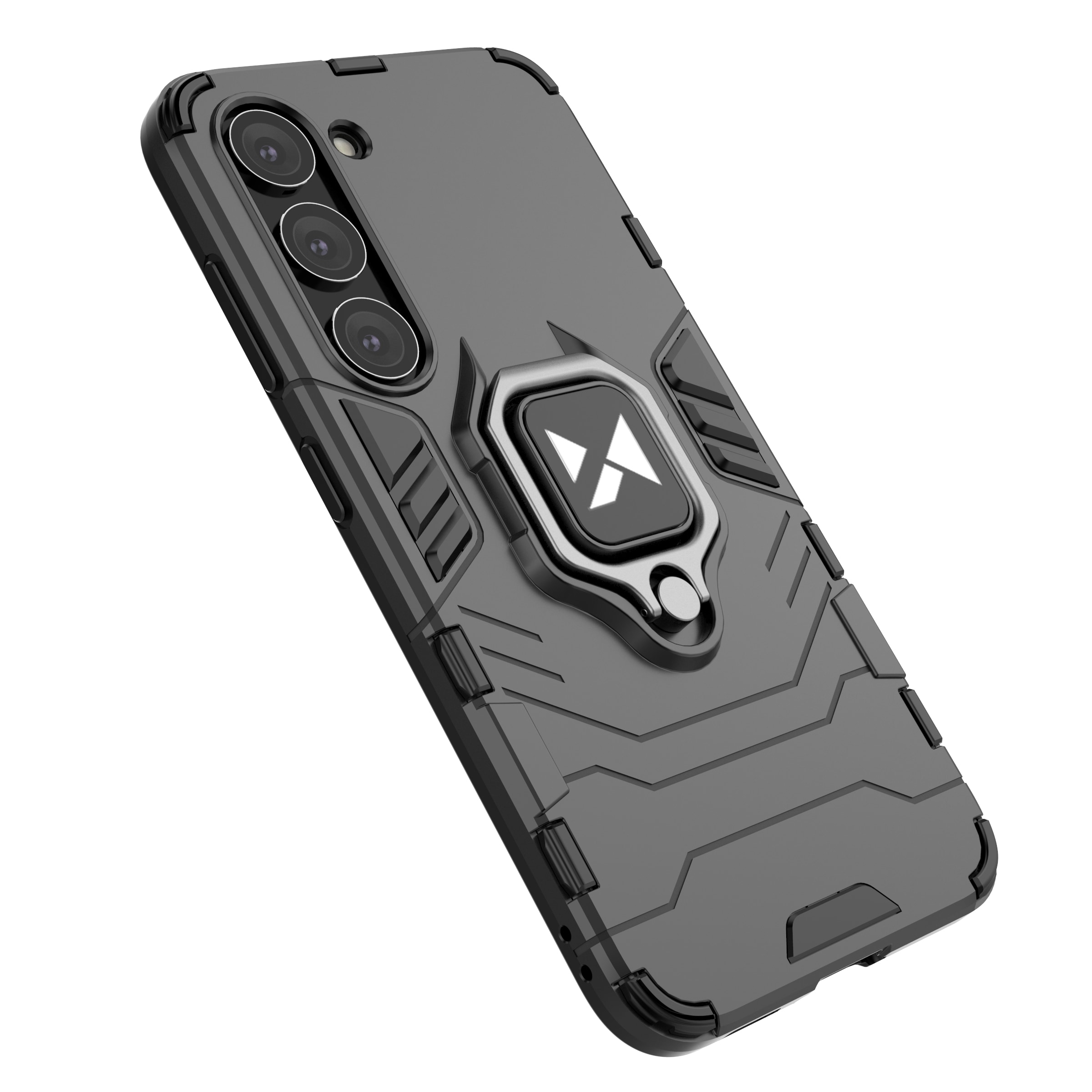 Wozinsky Ring Armor-etui for Samsung Galaxy S23 + pansredeksel magnetisk holderring svart