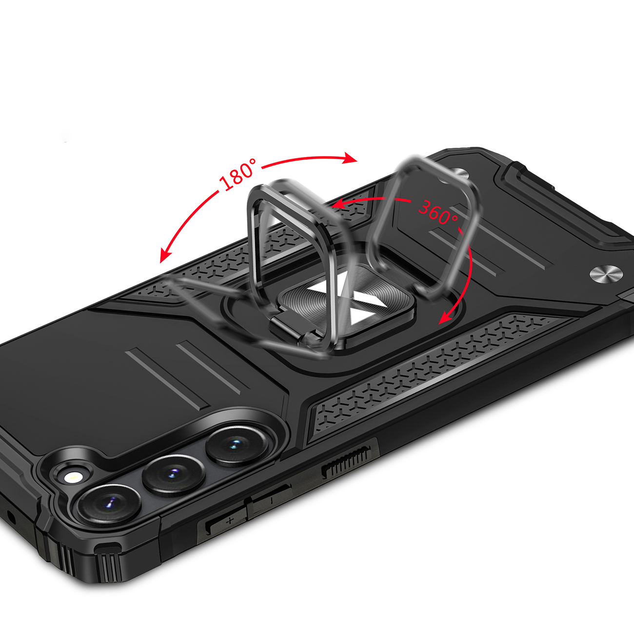 Wozinsky Ring Armor-etui for Samsung Galaxy S23 + pansredeksel magnetisk holderring svart