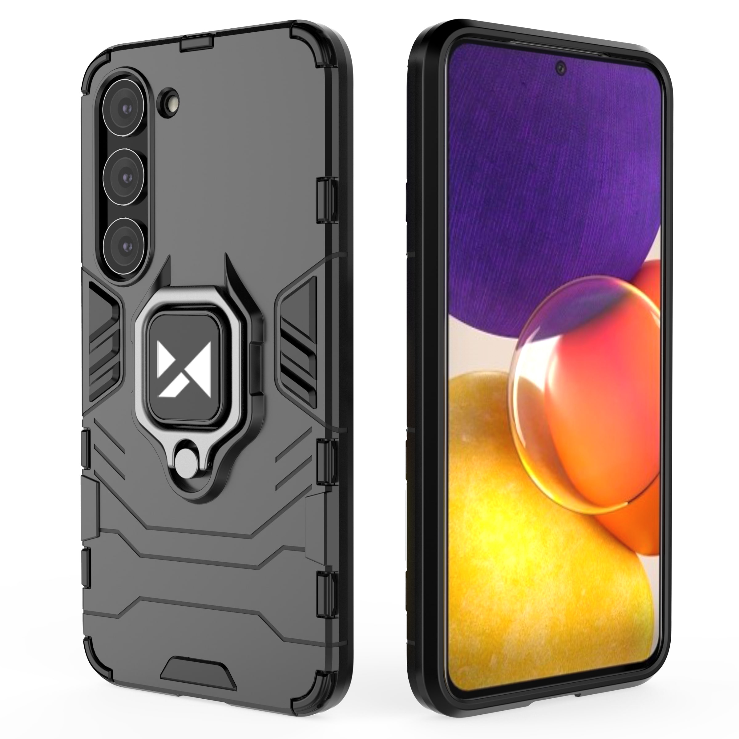Wozinsky Ring Armor-etui for Samsung Galaxy S23 + pansredeksel magnetisk holderring svart