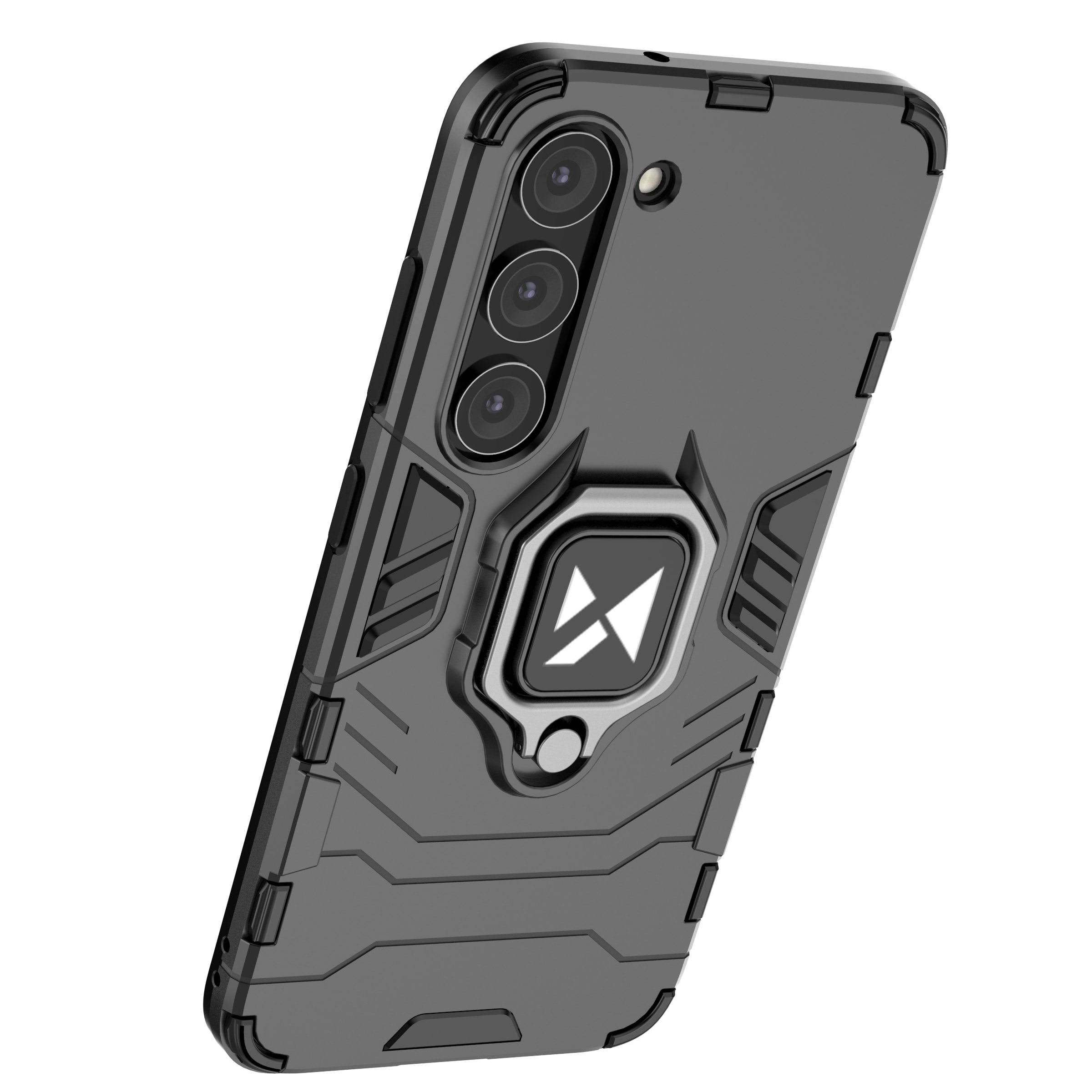 Wozinsky Ring Armor-etui for Samsung Galaxy S23 + pansredeksel magnetisk holderring svart