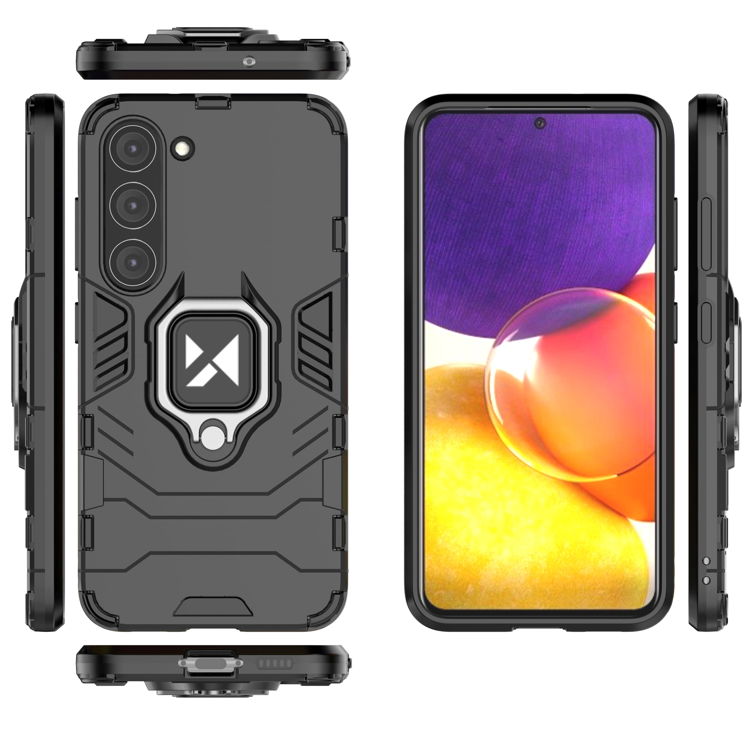 Wozinsky Ring Armor etui for Samsung Galaxy S23 pansrede deksel magnetisk holder ring svart