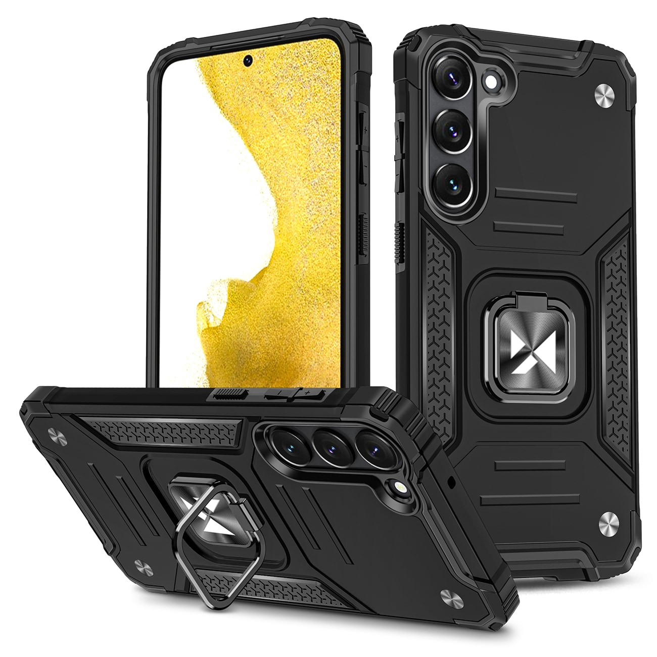 Wozinsky Ring Armor etui for Samsung Galaxy S23 pansrede deksel magnetisk holder ring svart