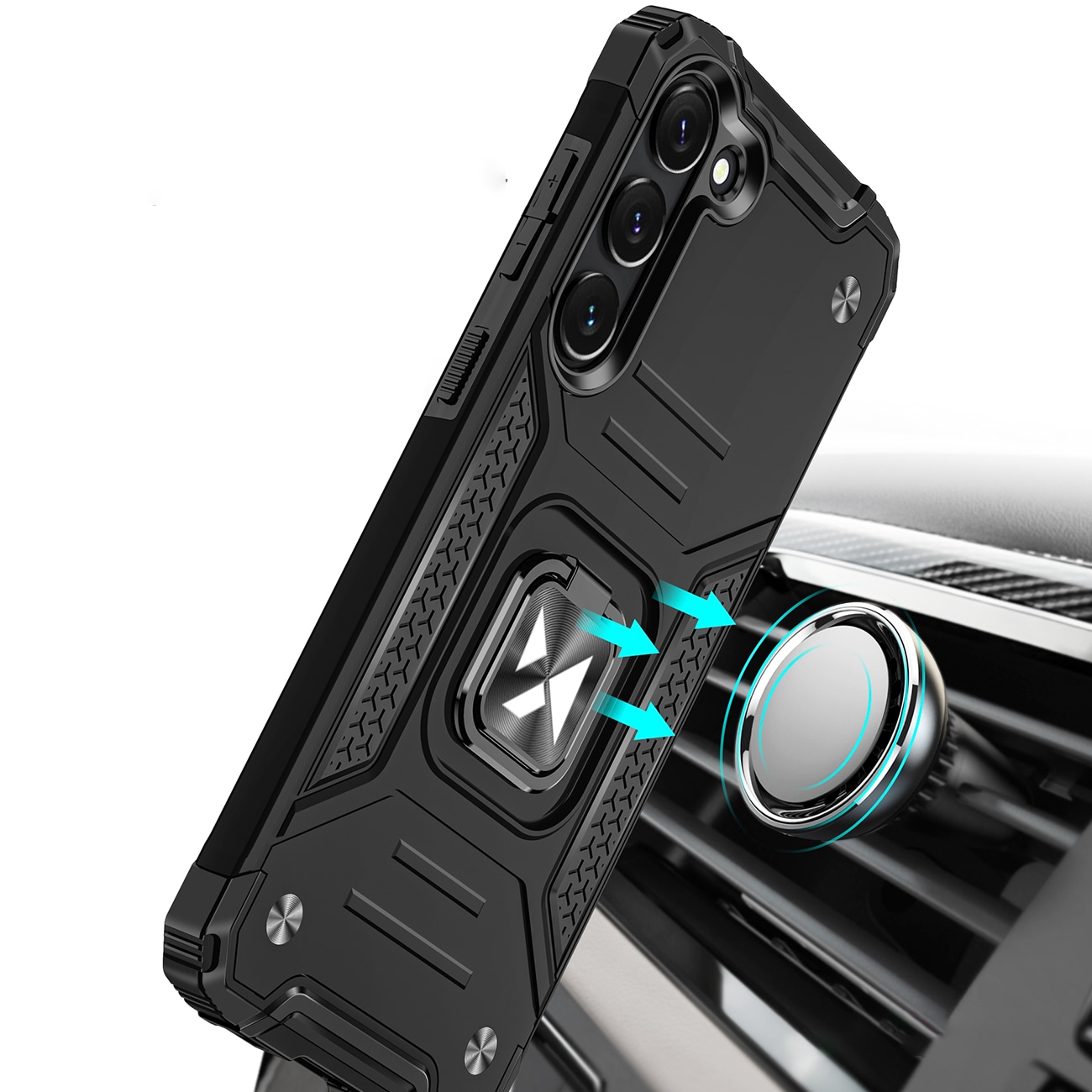 Wozinsky Ring Armor etui for Samsung Galaxy S23 pansrede deksel magnetisk holder ring svart