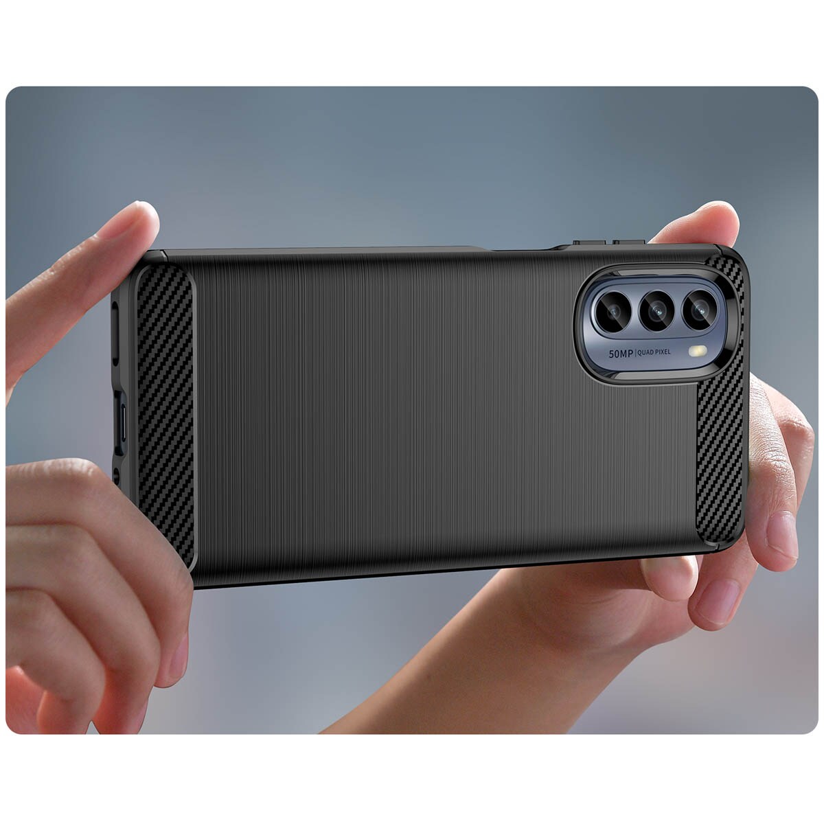 Carbon Case for Motorola Moto G62 5G fleksibel silikon karbon deksel svart