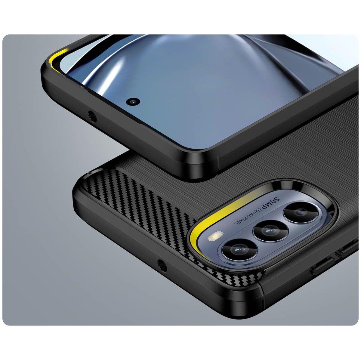 Carbon Case for Motorola Moto G62 5G fleksibel silikon karbon deksel svart