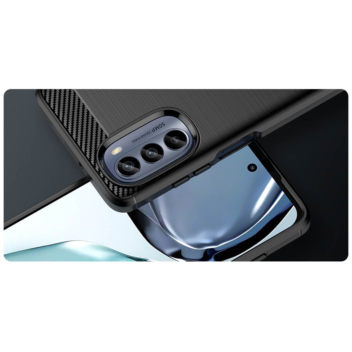 Carbon Case for Motorola Moto G62 5G fleksibel silikon karbon deksel svart