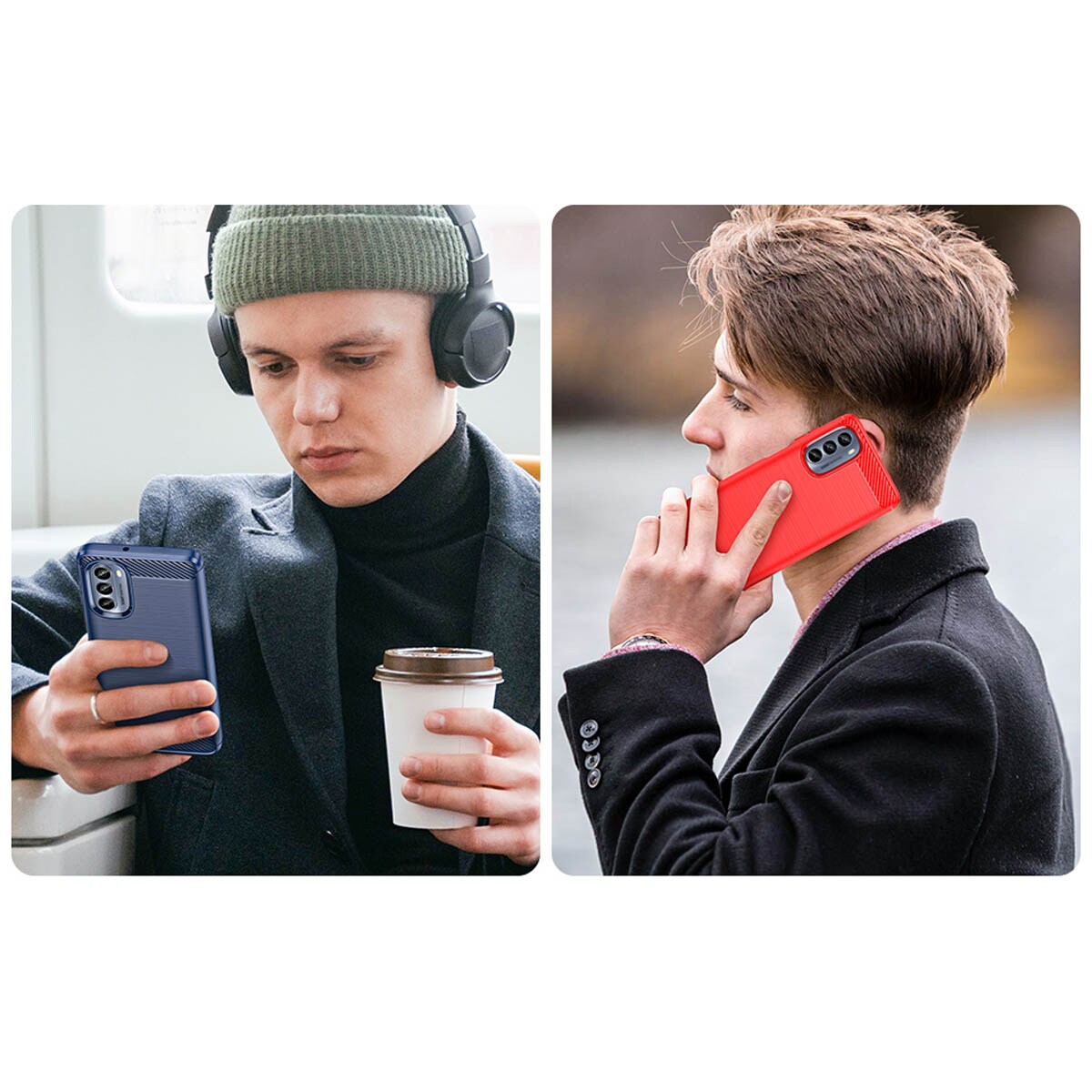 Carbon Case for Motorola Moto G62 5G fleksibel silikon karbon deksel svart