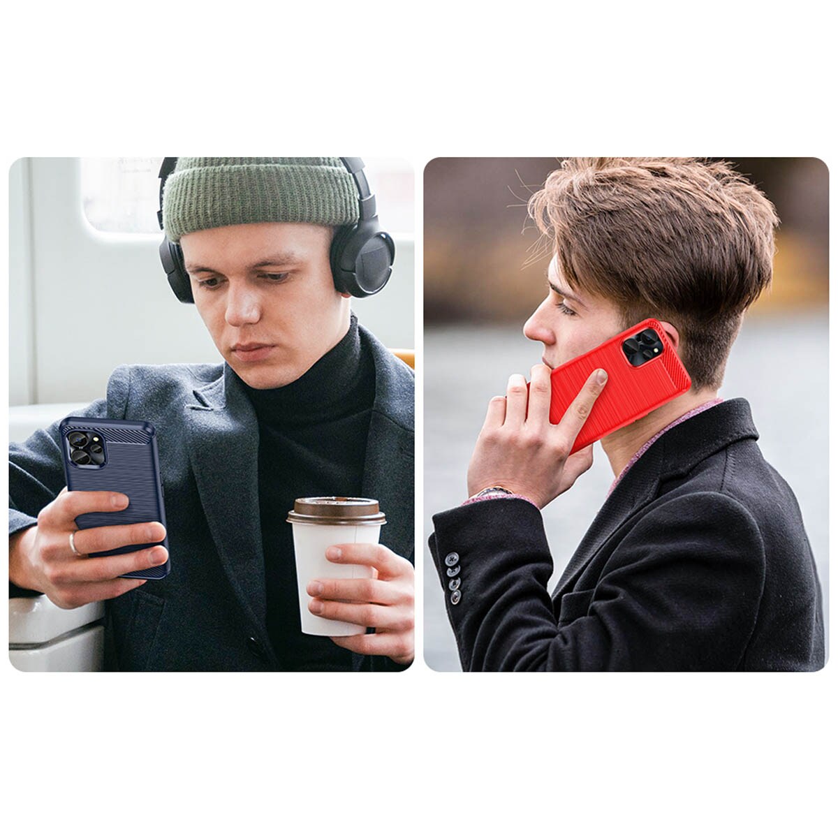 Karbonetui for Realme 10 5G / Realme 9i 5G Fleksibelt karbondeksel i silikon, svart