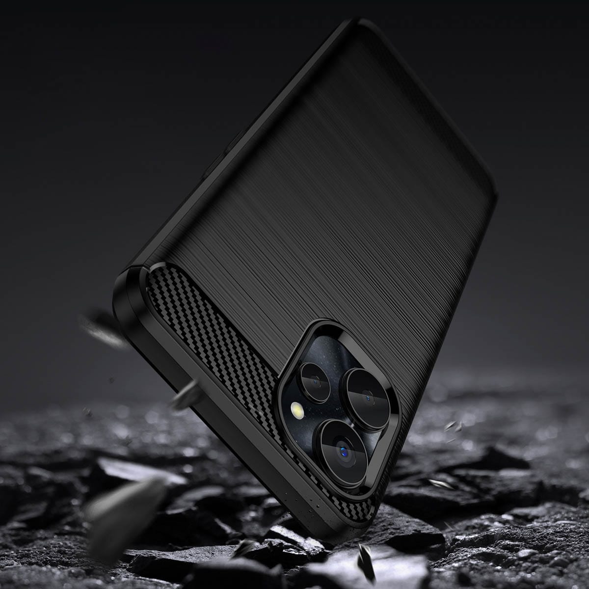 Karbonetui for Realme 10 5G / Realme 9i 5G Fleksibelt karbondeksel i silikon, svart