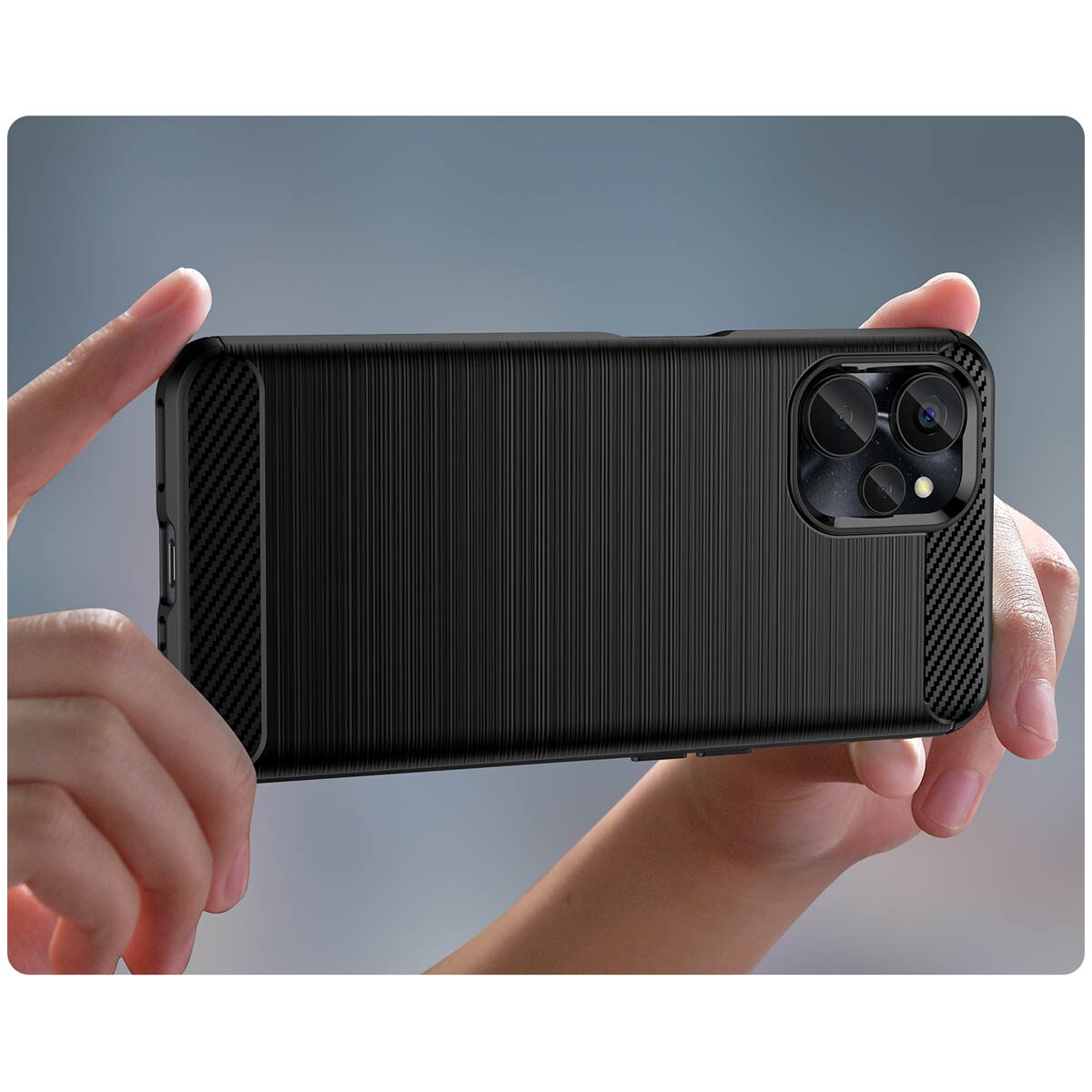 Karbonetui for Realme 10 5G / Realme 9i 5G Fleksibelt karbondeksel i silikon, svart
