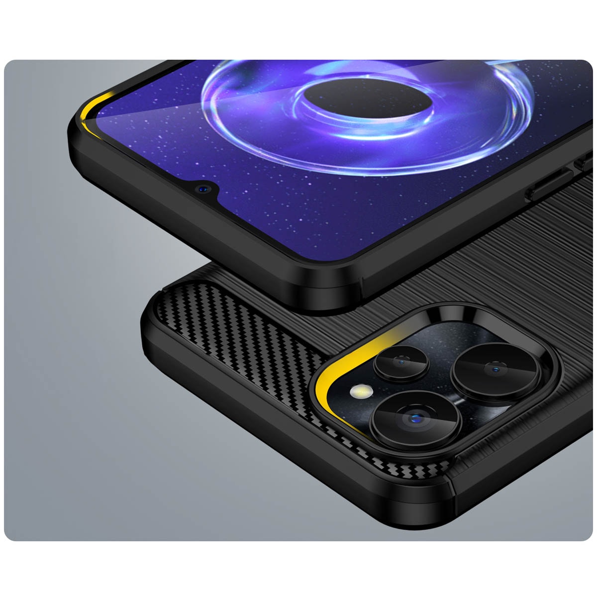 Karbonetui for Realme 10 5G / Realme 9i 5G Fleksibelt karbondeksel i silikon, svart