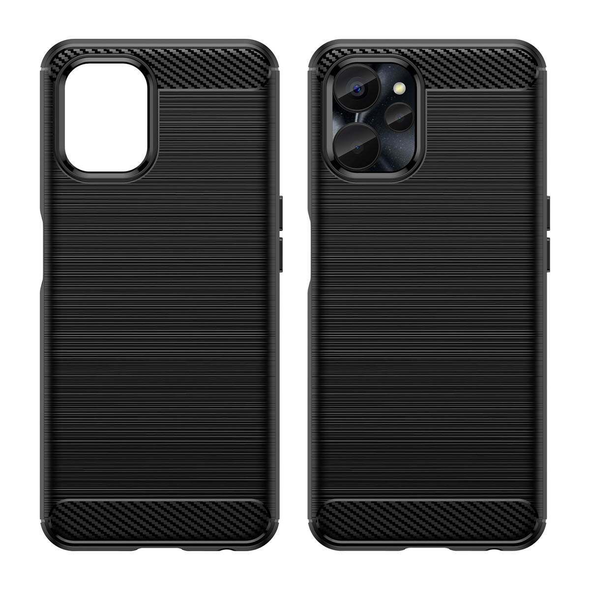 Karbonetui for Realme 10 5G / Realme 9i 5G Fleksibelt karbondeksel i silikon, svart