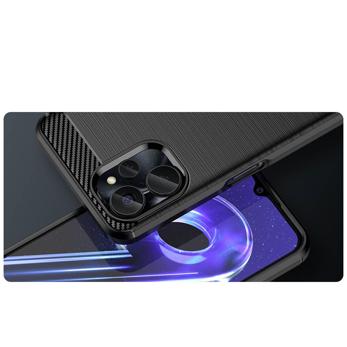 Karbonetui for Realme 10 5G / Realme 9i 5G Fleksibelt karbondeksel i silikon, svart