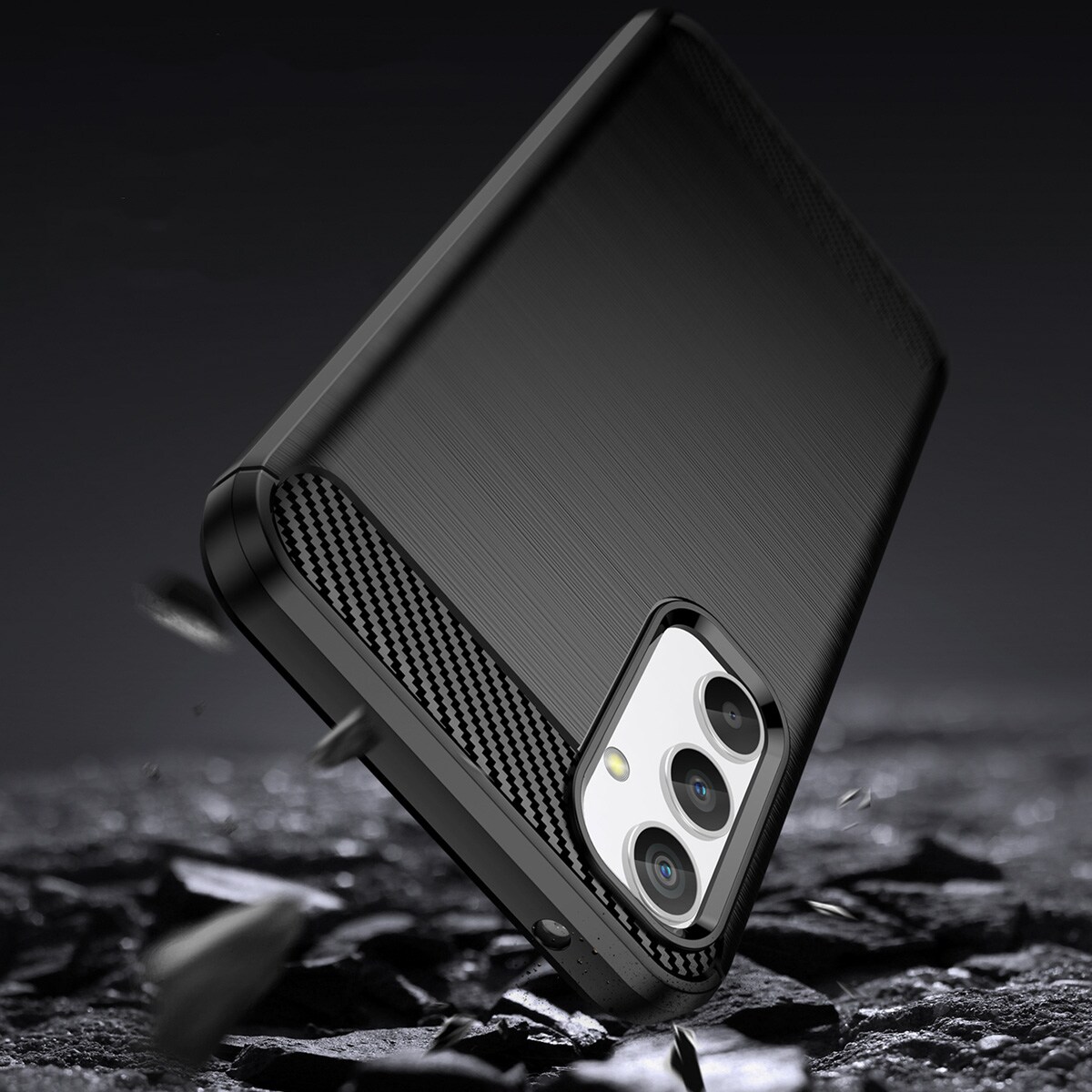 Carbon Case-etui for Realme 10 Pro fleksibelt karbondeksel i silikon, svart