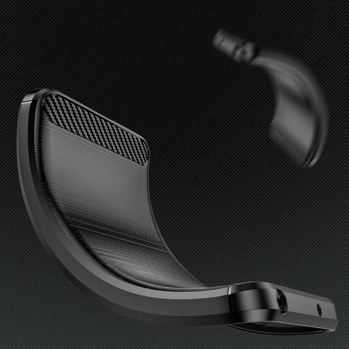 Carbon Case-etui for Realme 10 Pro fleksibelt karbondeksel i silikon, svart