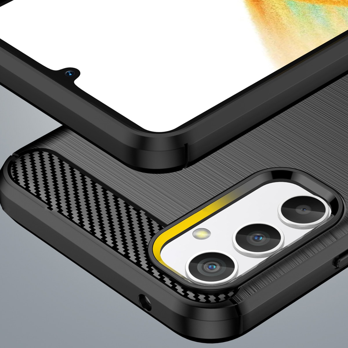 Carbon Case-etui for Realme 10 Pro fleksibelt karbondeksel i silikon, svart