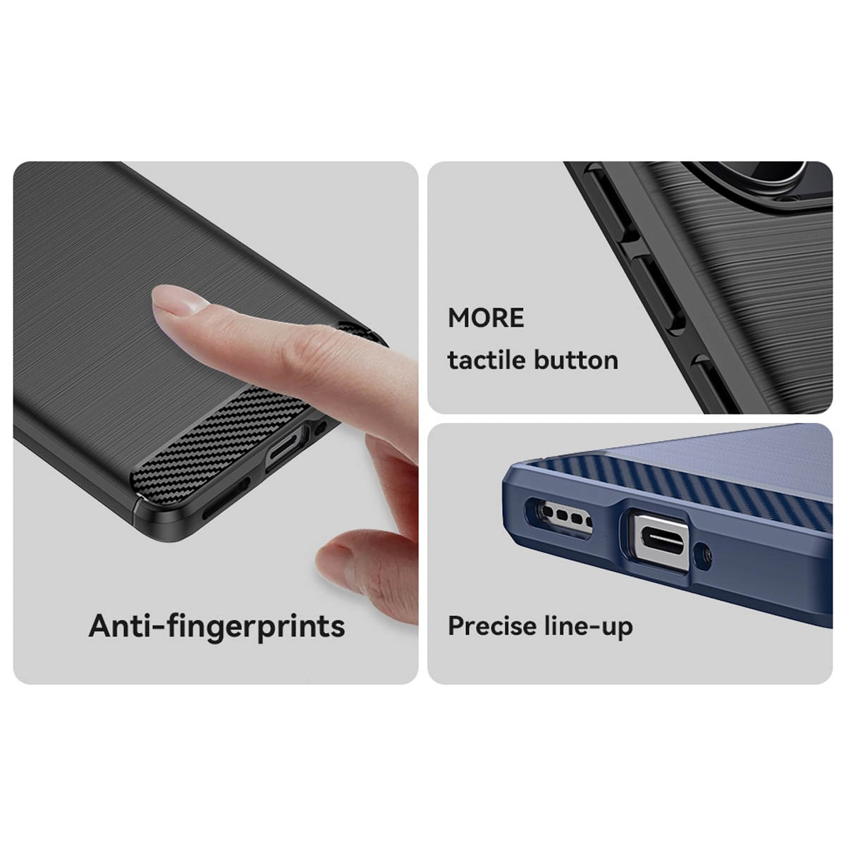 Carbon Case-etui for Realme 10 Pro+ fleksibelt karbondeksel i silikon, svart