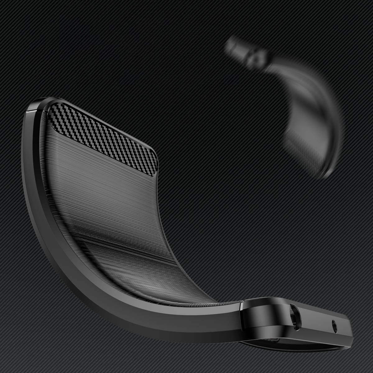Carbon Case-etui for Realme 10 Pro+ fleksibelt karbondeksel i silikon, svart