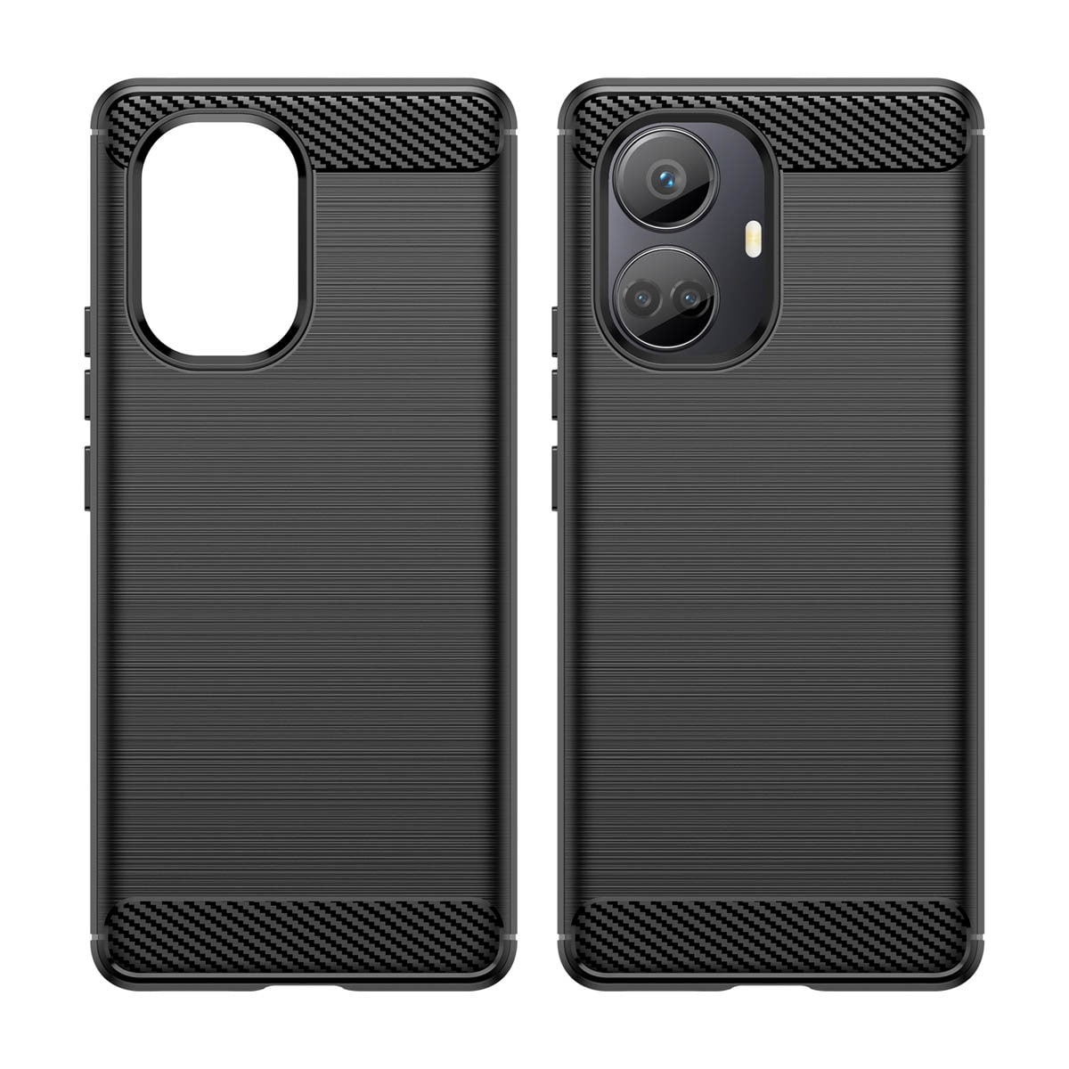 Carbon Case-etui for Realme 10 Pro+ fleksibelt karbondeksel i silikon, svart