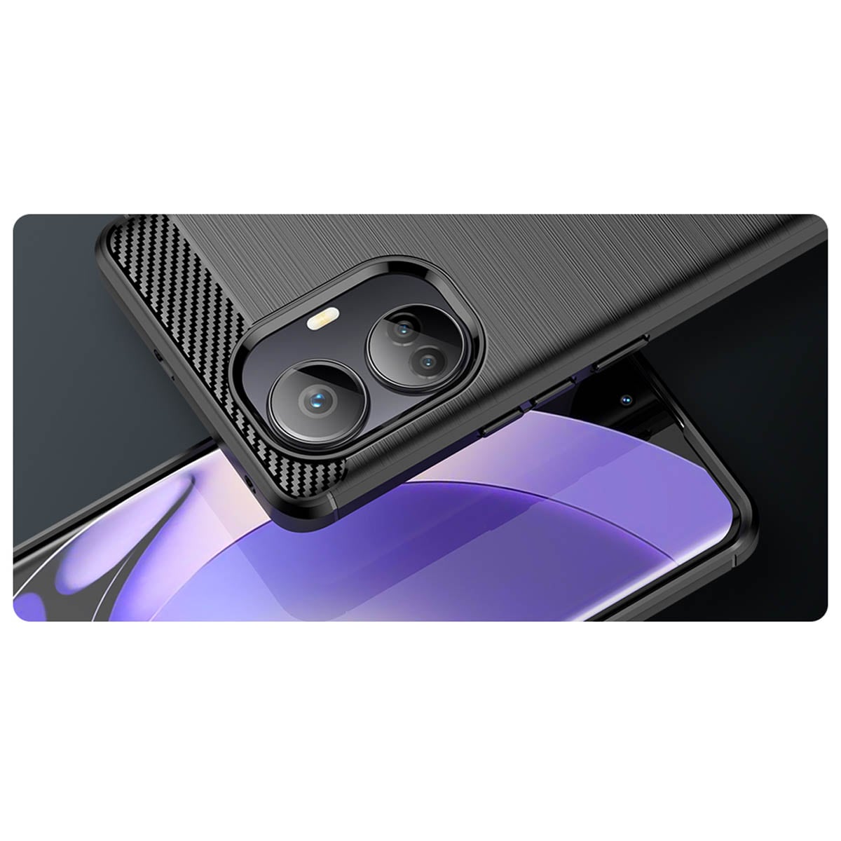 Carbon Case-etui for Realme 10 Pro+ fleksibelt karbondeksel i silikon, svart