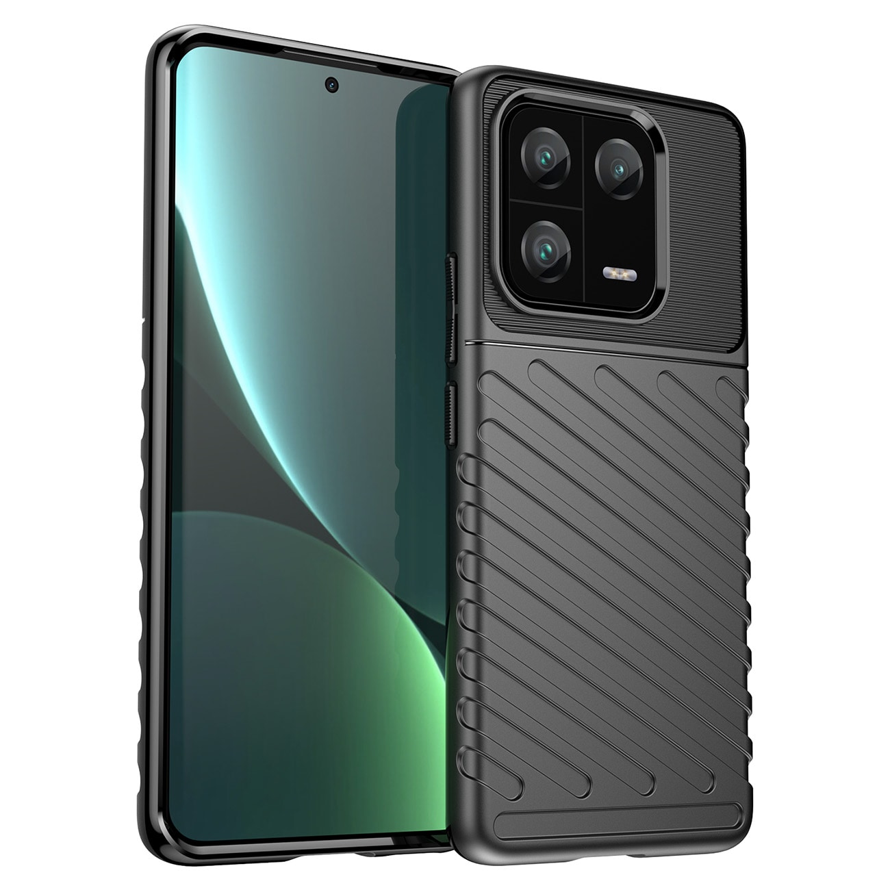 Thunder Case-etui for Xiaomi 13 Pro silikonpanseretui svart
