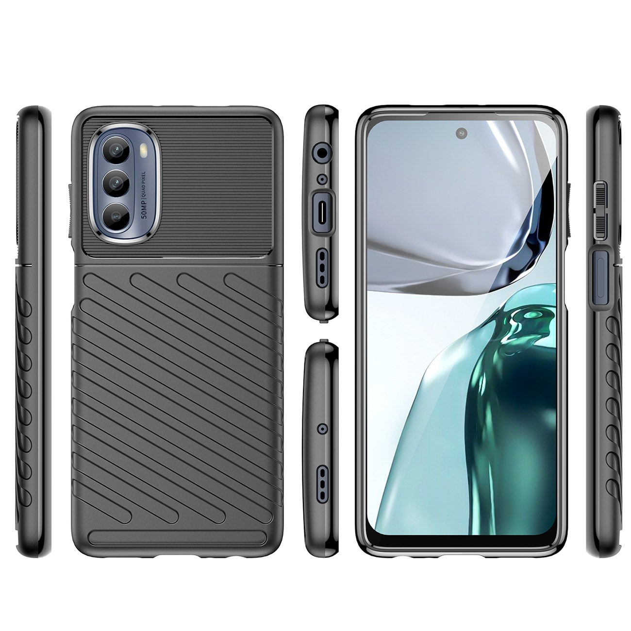 Thunder Case for Motorola Moto G62 5G silikon pansredeksel svart