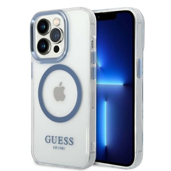 Guess GUHMP14XHTRMB iPhone 14 Pro Max 6,7" blå/blå hard koffert Metal Outline Magsafe