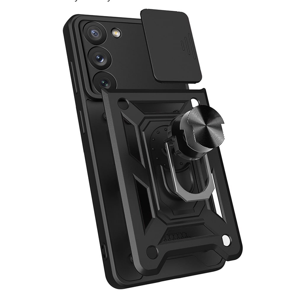 Hybrid Armor Camshield-etui for Samsung Galaxy S23+ pansredeksel med kameradeksel rødt