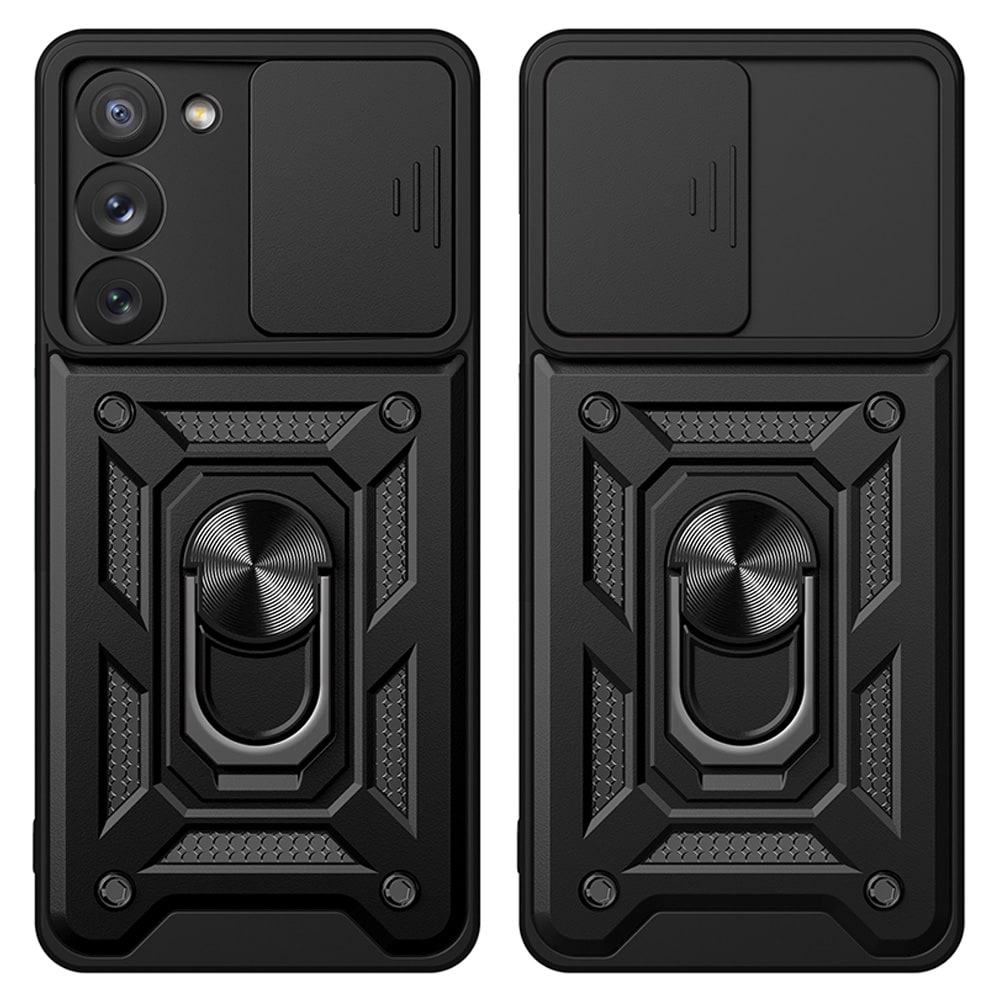 Hybrid Armor Camshield-etui for Samsung Galaxy S23+ pansredeksel med kameradeksel rødt