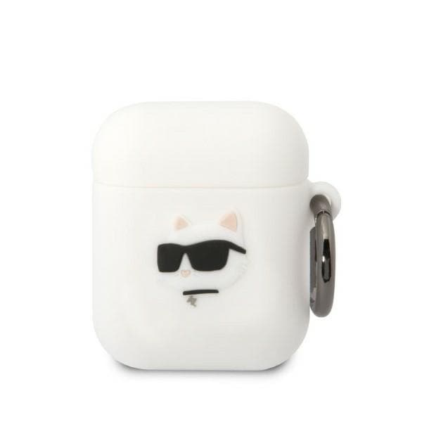 Karl Lagerfeld KLA2RUNCHH AirPods 1/2 deksel hvit/hvit Silikon Choupette Head 3D