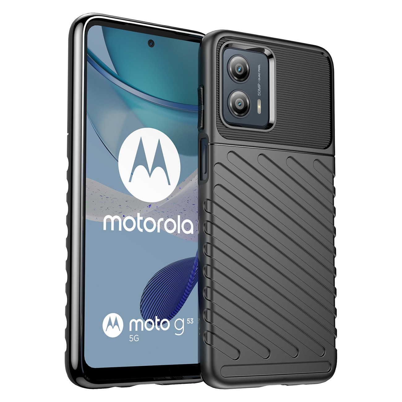 Thunder Case-etui for Motorola Moto G53 silikon panseretui svart