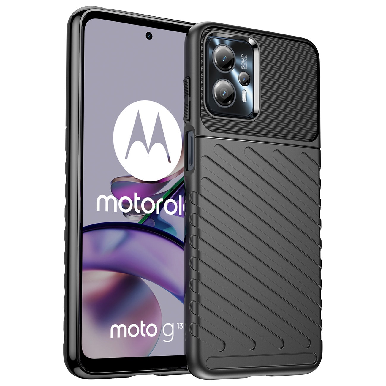 Thunder Case-etui for Motorola Moto G13 silikon panseretui svart