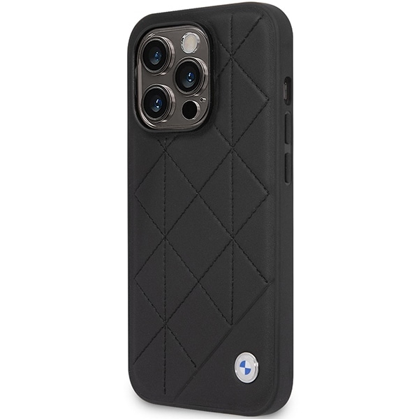Etui BMW BMHCP14L22RQDK iPhone 14 Pro 6,1" svart/svart Quiltet skinnveske