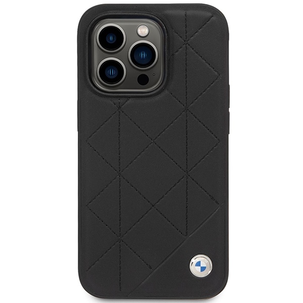 Etui BMW BMHCP14L22RQDK iPhone 14 Pro 6,1" svart/svart Quiltet skinnveske