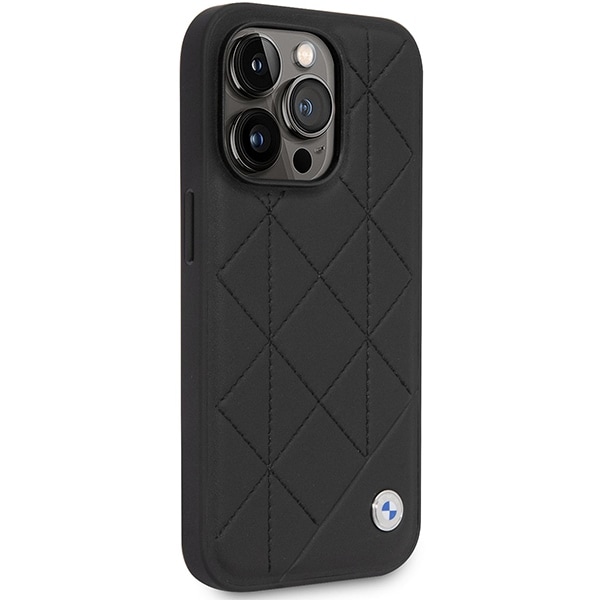 Etui BMW BMHCP14L22RQDK iPhone 14 Pro 6,1" svart/svart Quiltet skinnveske