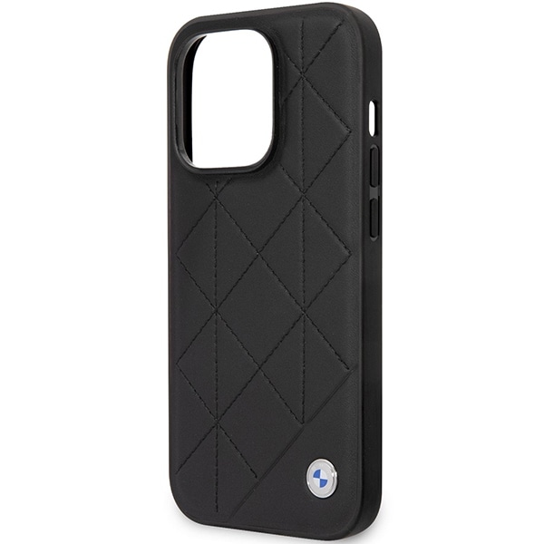 Etui BMW BMHCP14L22RQDK iPhone 14 Pro 6,1" svart/svart Quiltet skinnveske