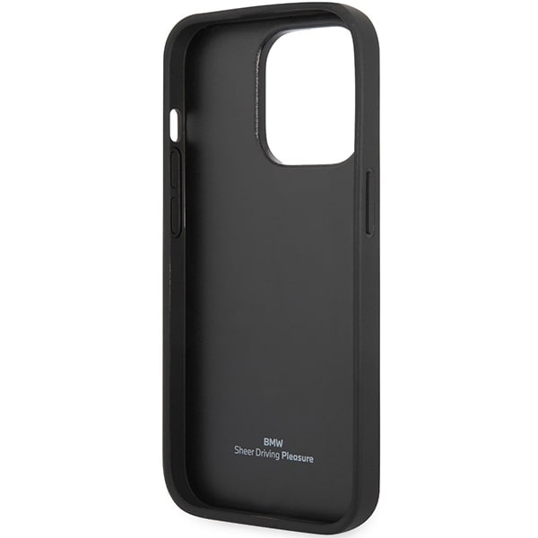 Etui BMW BMHCP14L22RQDK iPhone 14 Pro 6,1" svart/svart Quiltet skinnveske
