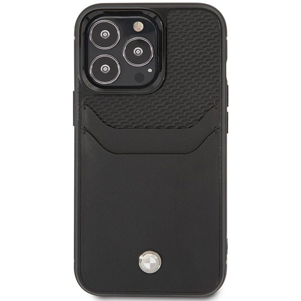 Etui BMW BMHCP14L22RSEPK iPhone 14 Pro 6,1" svart/svart lær med kortspor