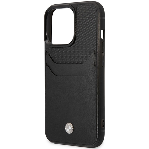 Etui BMW BMHCP14L22RSEPK iPhone 14 Pro 6,1" svart/svart lær med kortspor