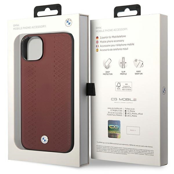 Etui BMW BMHCP14S22RFGR iPhone 14 6,1" Burgundy/burgundy Skinn Diamantmønster